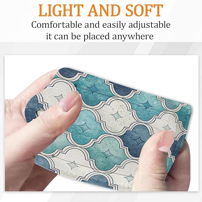 Blue Tiles Luggage Tags for Suitcase 3 Pack, Leather Bag Tags Identifiers with Privacy Name Address Labels and Durable Steel Loop for Men Women Backpack