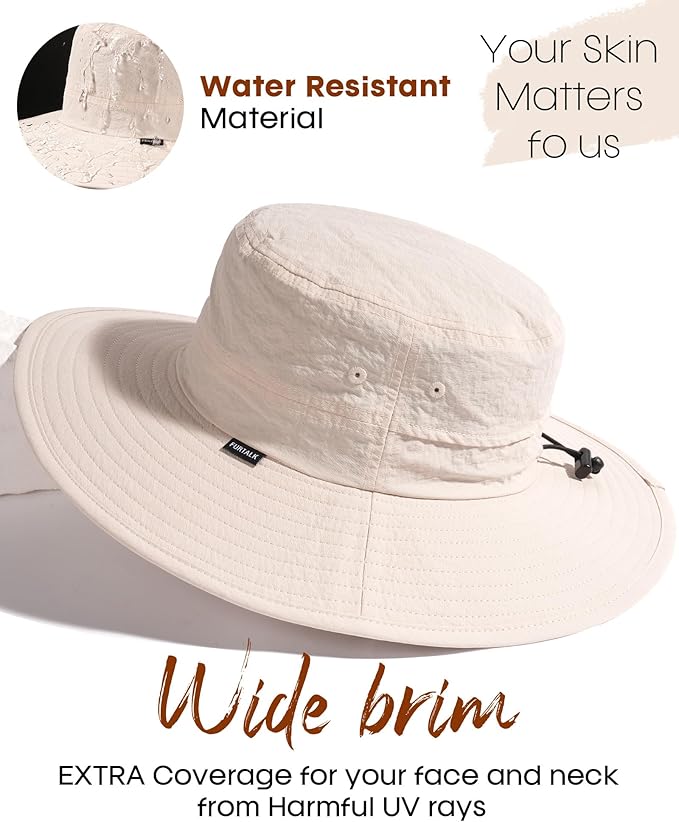 FURTALK Sun Hats for Women with Ponytail Hole Men Beach Hiking UPF 80+ Foldable Hiking Summer UV Protection Bucket Hats