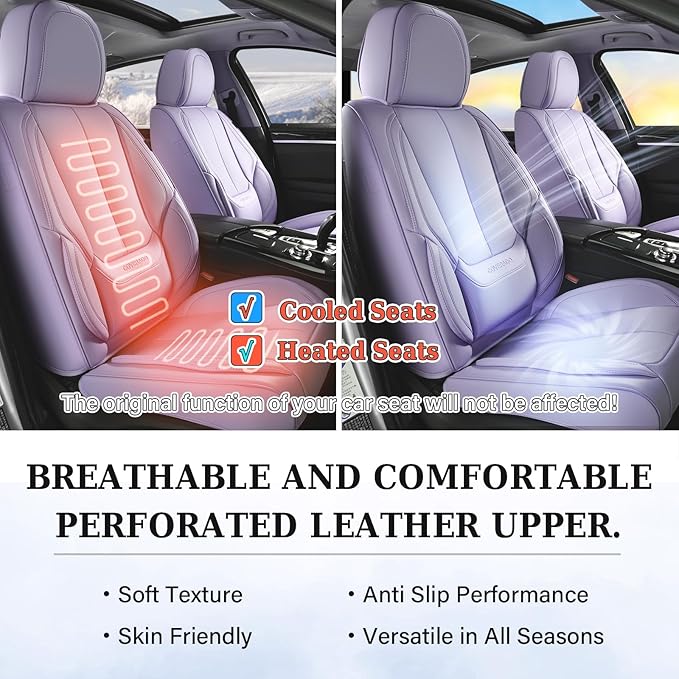 Coverado Car Seat Covers Full Set, Seat Covers for Cars, Car Seat Covers Front Seats and Back Car Seat Protector Waterproof, Leather Car Seat Cushion Universal Fit for Most Cars Purple