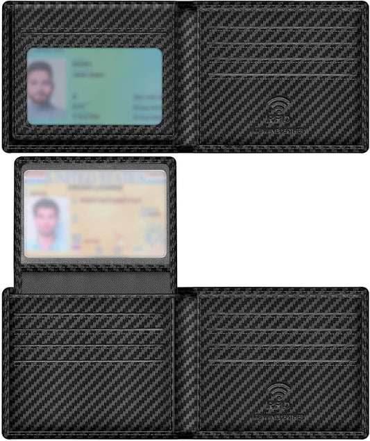 Travelambo Genuine Leather Wallet for Men with Gift Box - Handmade Bifold Stylish - Mens Wallets Rfid Blocking with 2 ID Windows