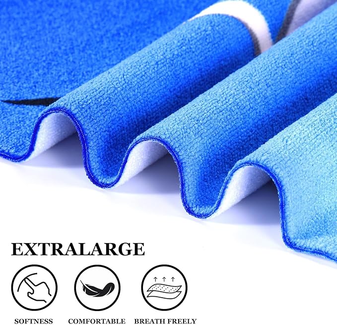 Genovega 2 Packs Oversized Beach Towel Set Extra Large Big XL Pool Camping Swim Clearance Towels 36x72 Soft Blanket Cruise Essentials Accessories Must Haves Vacation Necessities Adult Blue Dolphins