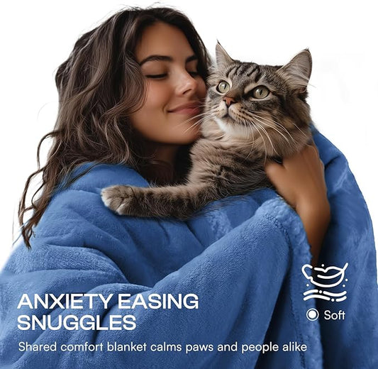 Luciphia Waterproof Pet Blanket, Liquid Pee Proof Dog Blanket for Sofa Bed Couch, Reversible Sherpa Fleece Furniture Protector Cover for Small Medium Large Dogs Cats, Navy Blue Small（40" x 28"）