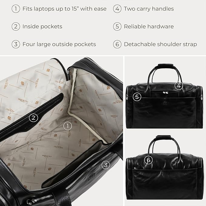 Leather Duffel Bag Weekend Bag Gym Large Travel Bag - Time Resistance