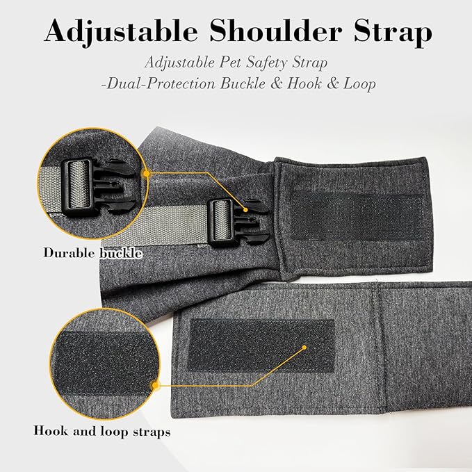 PAWPUBBY Dog & Cat Carrier Sling, Puppy Carrier Bag (8-15 lbs) - Adjustable Padded Shoulder, Hands-Free, Double Safety Buckles, Outdoor Travel, Dark Gray, L