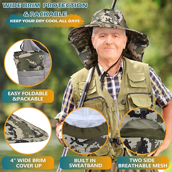 Solaris Sun Hat with Neck Flap, UPF 50 Sun Protection Lightweight Sun Cap for Men Women, Wide Brim Hat for Fishing Hiking