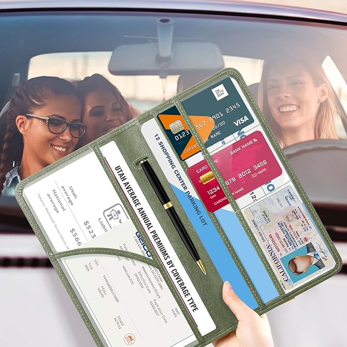 CoBak Car Registration and Insurance Holder - Vehicle Glove Box Car Organizer,Auto Truck Comparment Accessories Case with Magnetic Closure for Driver License,Cards
