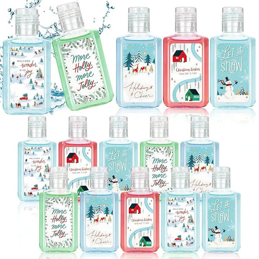 50 Pcs Christmas Mini Hand Sanitizer Bulk Christmas Gifts Favors 1fl oz Travel Size Hand Soap Gifts Small Hand Sanitizer Thank You Gifts for Xmas Goodie Bags Stocking Stuffers (Snow)