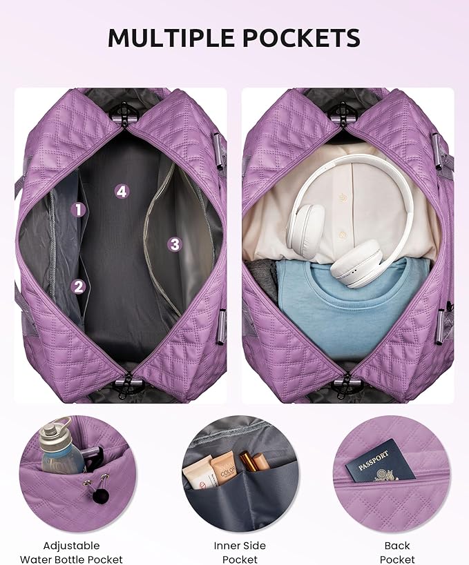 Vogewood Gifts for Teen Girls - Initial Dual Compartment Personalized Weekender, Overnight Travel Bag with Monogram, Makeup Holder (Letter H)