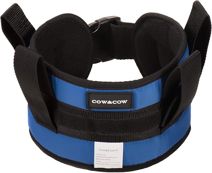COW&COW Padded Gait Belt with 4 Handles and Quick Release Buckle 5.5 inchs(Blue, S/24inches-30inches)