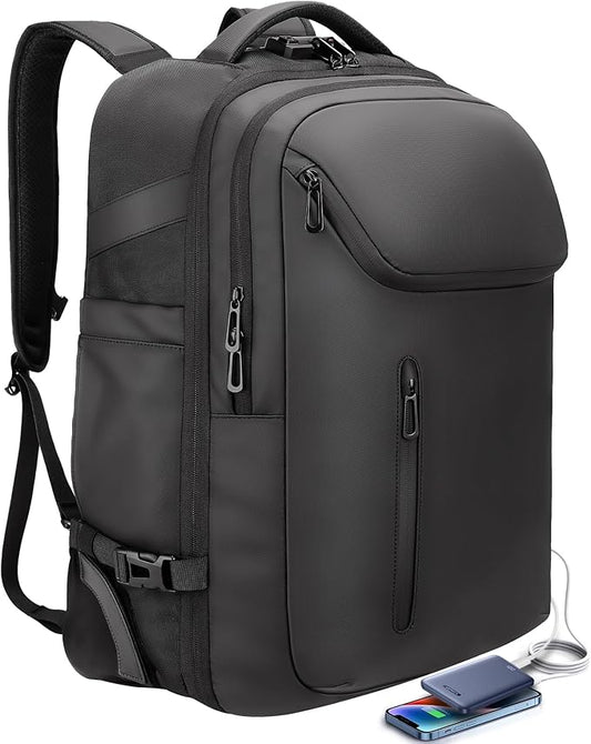 Rolling Backpack,50L Travel Backpack with Wheels,17.3inch Laptop Backpack with USB Port,TSA Carry On Anti Theft Backpack for Business Work Airplanes,Large Backpack for Men Women,Black