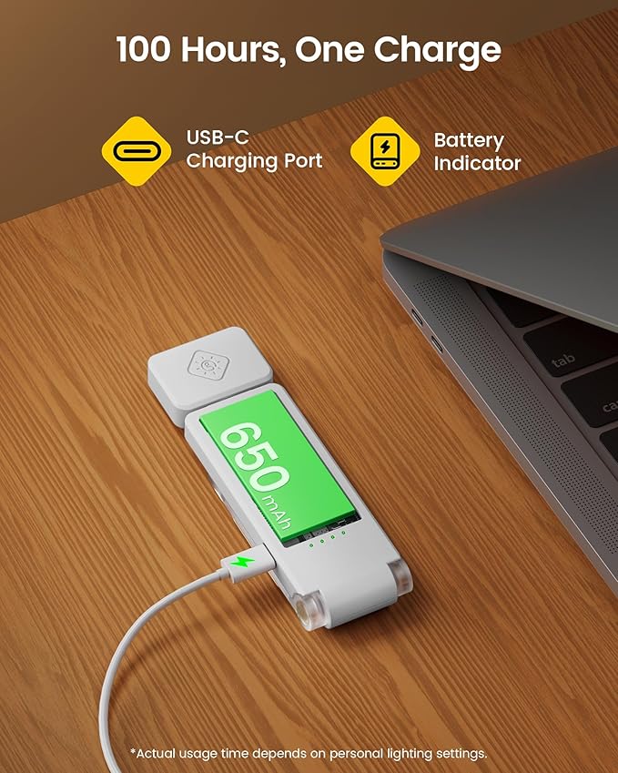 Glocusent 12 LED Rechargeable Book Light, Clip-on Reading Lamp with 5 Colors & 5 Brightness Levels, Up to 100Hrs Runtime, Eye-Caring Reading Lights for Books in Bed, Perfect for Book Lovers, Kids