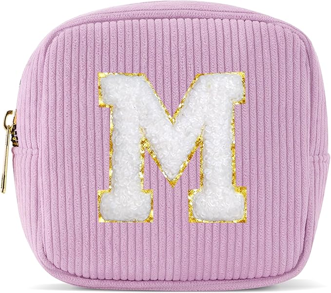 Pocmimut Cute Makeup Bag,Travel Cosmetic Bag for Women Yoga,Picnic,Personalized for Bestfriend Birthday Gifts Makeup Bag with Initial,M