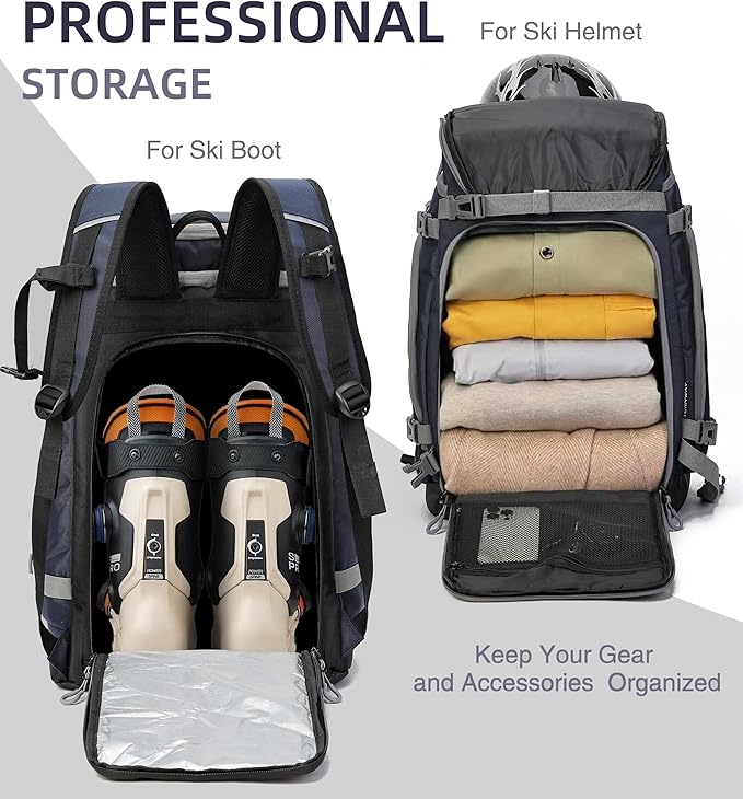 New Ski/Snowboard Boot Bag/Skating Bag | Excellent for Store and Transport Gear, Helmet, Goggles & Accessories | Travel with Waterproof Exterior, Reflective Strip for Men, Women (Blue)