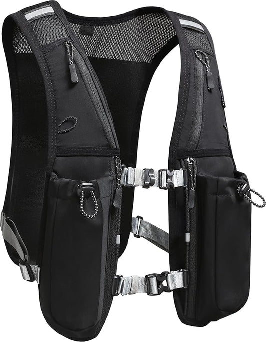 Running Hydration Vest for Women and Men. Reflective, 8 Pocket, Quick Dry, Water-Resistant, Breathable, Adjustable Backpack for Runs, Hiking, Cycling, Trails, Marathons