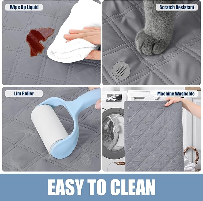 Smiry Waterproof Dog Bed Cover Pet Blanket, Soft Washable Dog Blanket for Furniture Bed Couch Sofa Reversible, Checkered (30"x80", Grey/Light Grey)