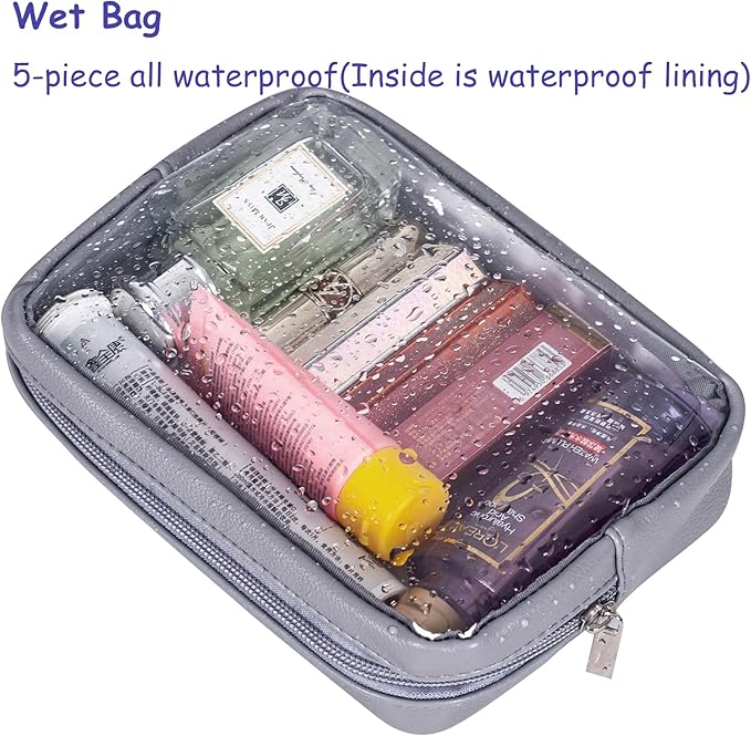 TSA Approved 5-Piece Diaper Bag Organizer Pouch Set Clear Waterproof TPU Kids Toiletry Storage Set Travel Packing Clutch Cube Bags for Baby Nursing