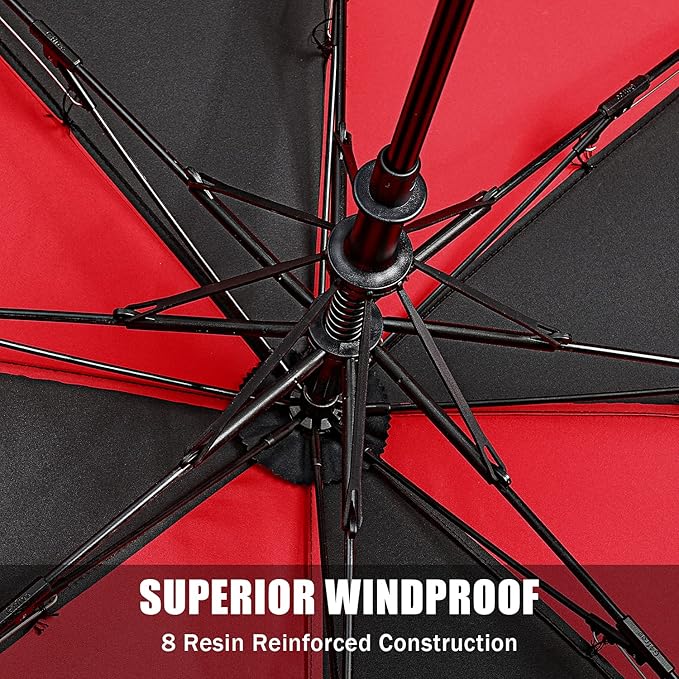 G4Free 62inch Portable Golf Umbrella Automatic Open Large Oversize Vented Double Canopy Windproof Waterproof Sport Umbrellas(Red/Black)