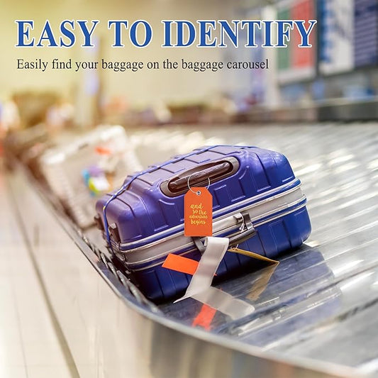 Luggage Tag & Initial Baggage Tags for Suitcases Leather Bag Tags for Backpacks Handbag School Instrument with Name ID Label Travel Essentials, Unique Fun Orange Personalized Luggage Tags 2 Pack