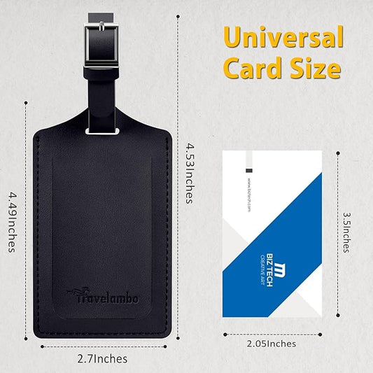 Travelambo 26 Pack Luggage Tags Faux Leather for Suitcases Travel Bag Labels with Protection Cover ID (Black)