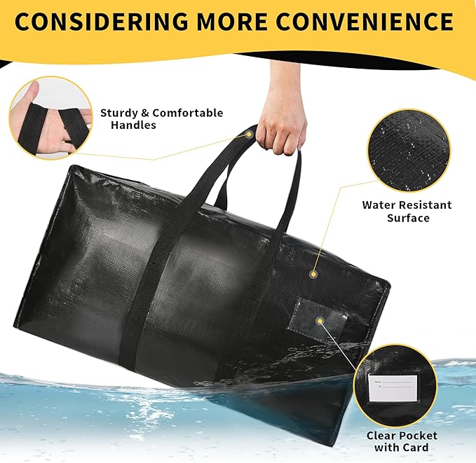 Heavy Duty Extra Large Moving Bags,121 Gallon Jumbo Packing Bags,Huge Moving Storage Bags with Strong Zippers & Carrying Handles,Reusable Big Moving Storage Totes for College Dorm Travel 1Pack