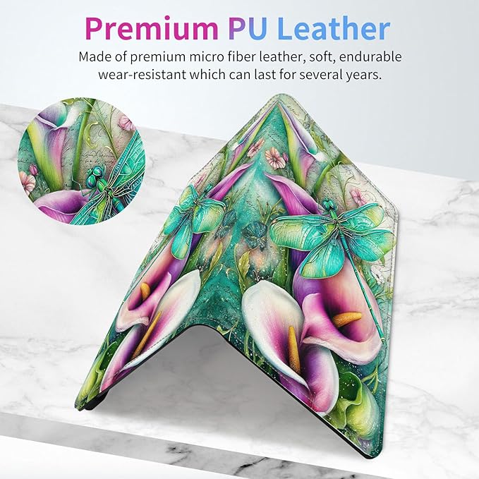 Car Registration and Insurance Holder,PU Leather Car License Document Insurance and Registration Card Holder Men Women Vehicle Glove Box Organizer Auto Accessories-Dragonfly On Calla Lilies Flowers