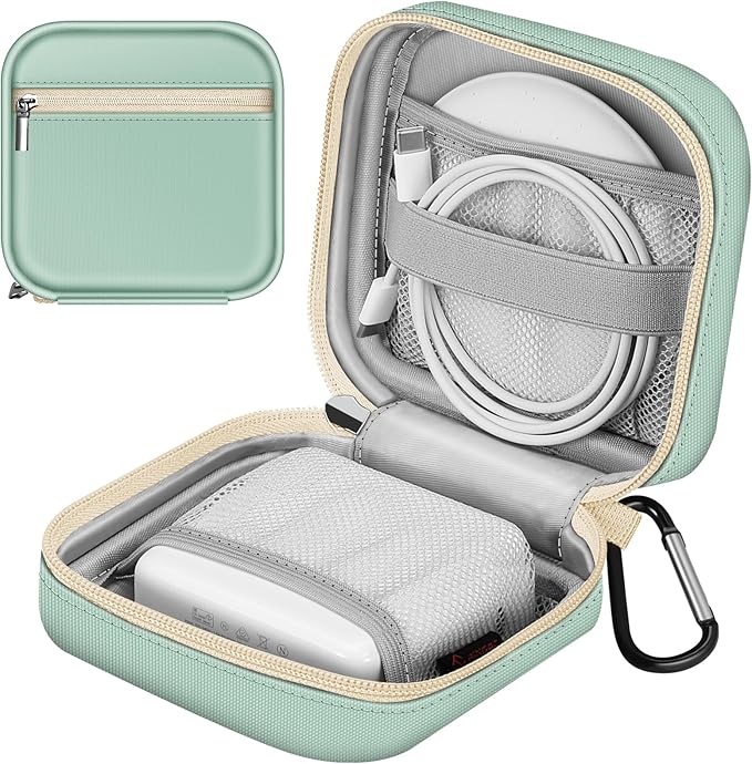 FINPAC Charger Case for MacBook, Small Electronic Organizer Bag for MacBook Power Adapter, Portable Pouch Travel Storage for Laptop Accessories, Magic Mouse, USB Drives, GoPro, Gadgets - Light Green