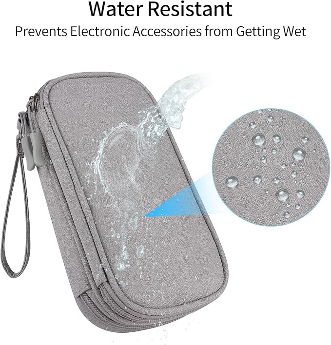 JIAKAI Travel Cable Organizer - Electronics Accessories Bag, Universal Electronic Organizer for Cables, Chargers, Phones (Double Layer - Grey)