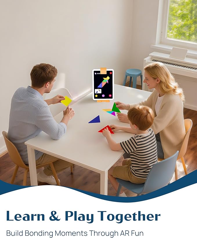 Qxtamo® Innovative AR Tangrams Puzzles Games, 1000+ Animated Sensory Toys, Family Travel Learning Education STEM Toys Birthday Gift Party Favors for Kids Children Boys Girls Teens, Ages 3+ Year Old