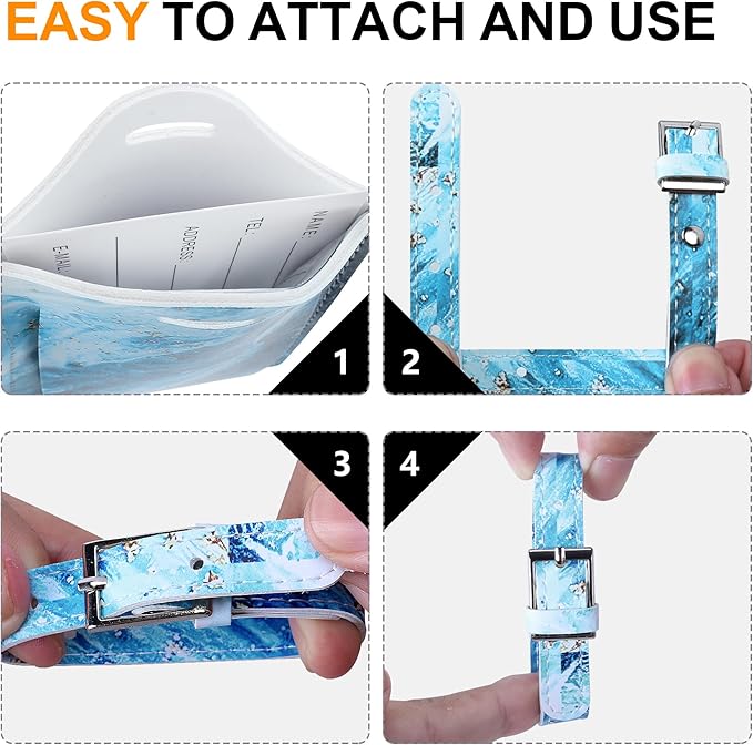 4 Pack Luggage Tag for Suitcases TSA Approved, Leather Suitcase Tags Identifiers, Cute Bag Name Travel Tags ID Labels for Women Men Cruise Airport Luggage Travel Essentials by Sodsay