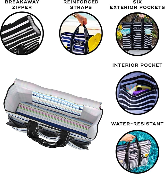 SCOUT Rocket Pocket Tote - Multi-Pocket Travel, Nurse, Teacher, Mom Tote, 7 Pockets Total, Two Sets of Straps, Folds Flat