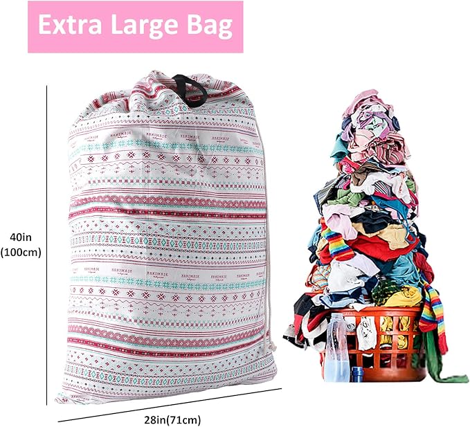 SWISSELITE Laundry Bag with Handle and Drawstring, Large Heavy Duty Laundry Bag, 28 x 40 Inches Travel Dirty Clothes Bag for Laundromat and Household