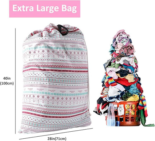 SWISSELITE Laundry Bag with Handle and Drawstring, Large Heavy Duty Laundry Bag, 28 x 40 Inches Travel Dirty Clothes Bag for Laundromat and Household