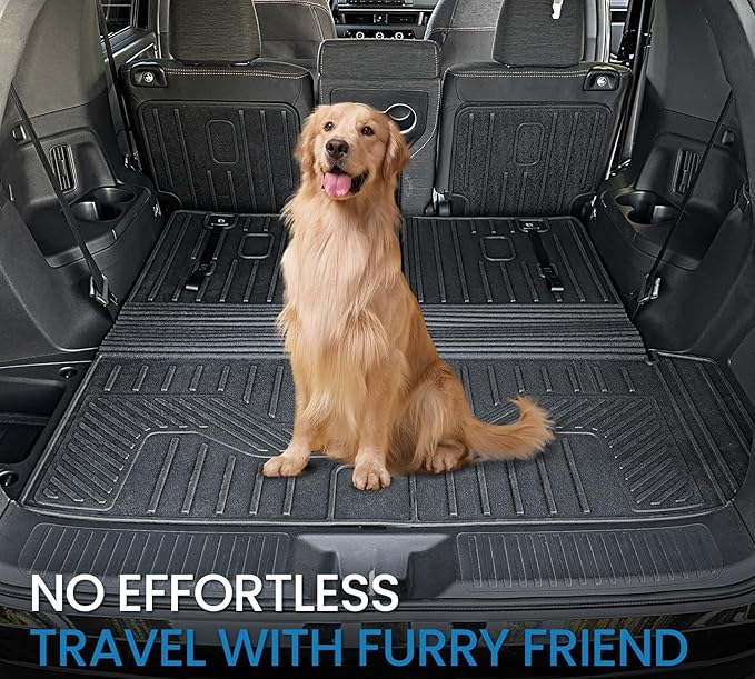 JOULARISE Cargo Mat for Honda Pilot 2026 2025 2024 2023, All Weather TPE Trunk Mat with Backrest Mat Left Storage Tray Mat Car Accessories for Pilot (Trunk Mat with Backrest Mats)