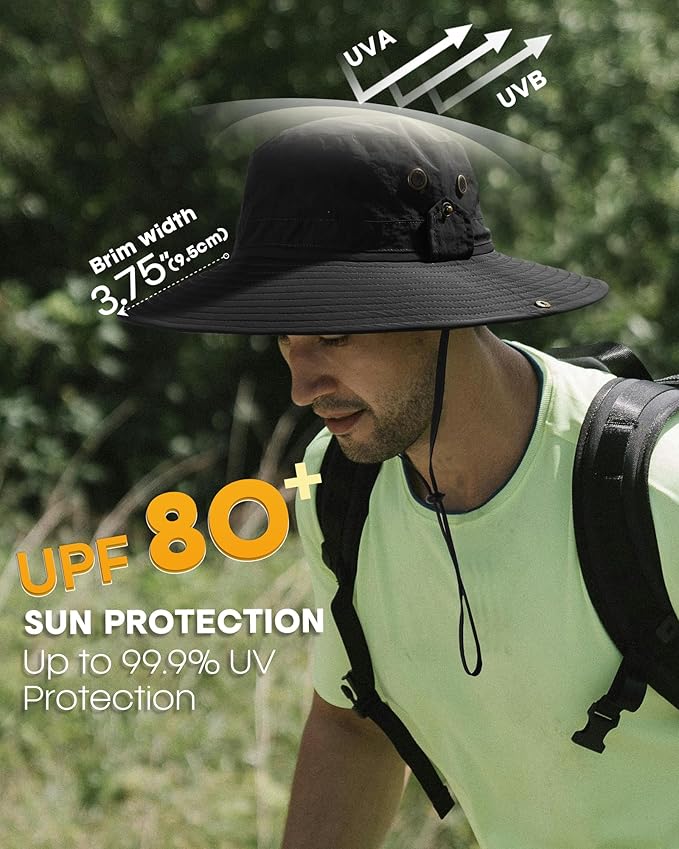 FURTALK Sun Hats for Men Fishing Hat UPF 80+ Foldable Wide Brim Outdoor Hiking Beach Summer Hats