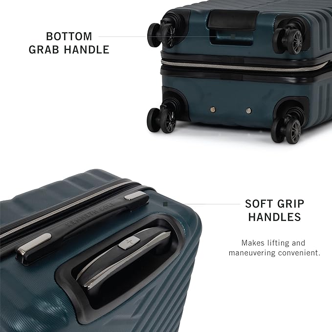 Kenneth Cole REACTION Madison Square Lightweight Hardside Chevron Expandable Spinner Luggage, Emerald, 20-Inch Carry On