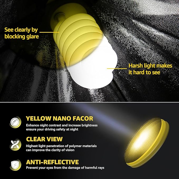 Myiaur Night Vision Driving Glasses for Women, Polarized Anti Glare Yellow Lens Glasses for Nighttime, UV400 Protection