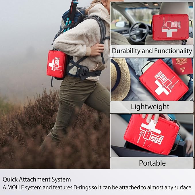 Compact First Aid Kit for Emergency - Basic Emergency Kit for Dorm,Hiking, Backpacking, Camping, Traveling, and Cycling -Small First Aid Kits