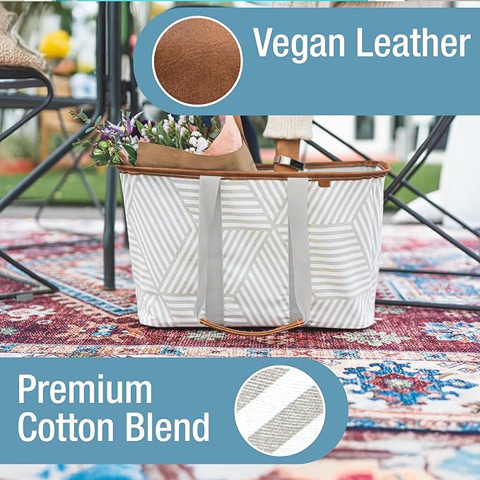 CleverMade EcoBasket Reusable Grocery Tote - Collapsible Storage Shopping Organizer - Heavy Duty Utility Bag Home