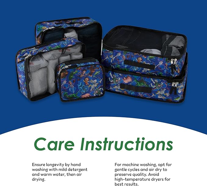 Disney Minnie Mickey Stitch Packing Cubes - Winnie the Pooh, Princess Cinderella, Cars, Toy Story 5 Piece Packing Cubes Compression - Travel Essential - Luggage Suitcase Organizer Set