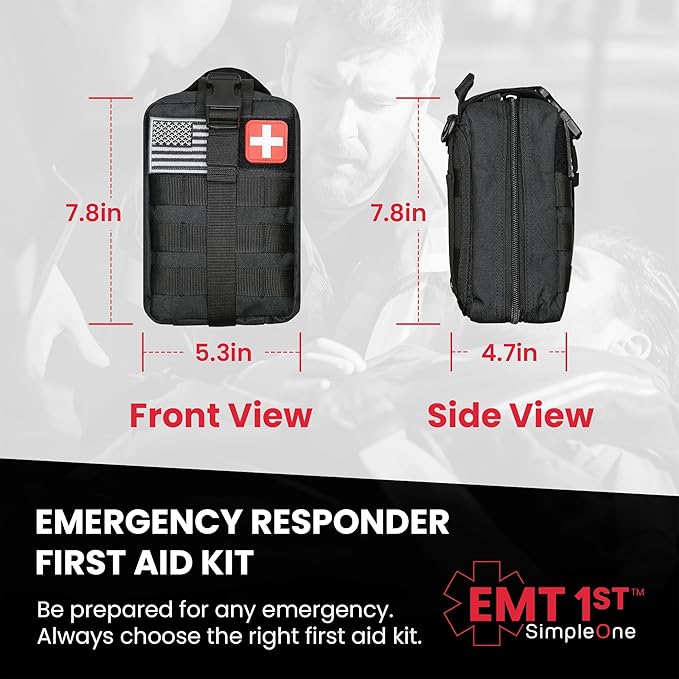 EMT 1st Emergency Responder First Aid Kit | Medical Trauma Bag for Disaster Preparedness | Perfect for Wilderness, Camping, Home, Car, & Office | Our Lightweight Kits