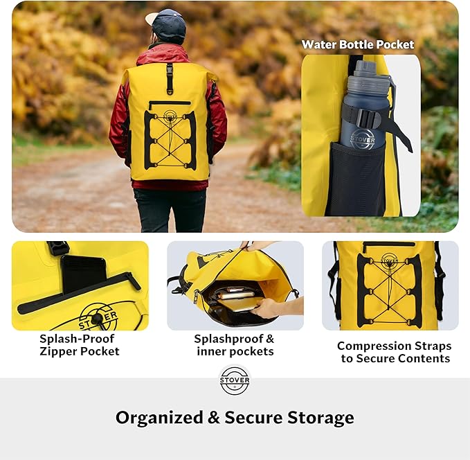 STOVER 5/10/25/30/40/55L Waterproof Dry Bag- Roll-Top Backpack w/Phone Case- Kayaking, Hiking, Camping, Boating- Men/Women