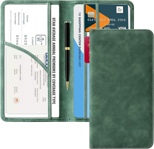 CoBak Car Registration and Insurance Holder - Vehicle Glove Box Car Organizer,Auto Truck Comparment Accessories Case with Magnetic Closure for Essential Document,Driver License,Cards