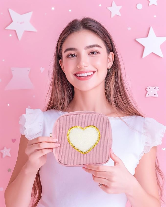 Pocmimut Preppy Makeup Bag,Travel Toiletry Bag,Monogrammed Gifts for Women,Personalized Birthday Gift for Sister Friends,Cute Stuff for Girls,Love