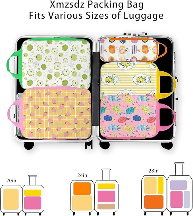 8 Pcs Compression Packing Cubes for Travel, Lightweight Waterproof Luggage Organizer Bags Set, Washable Packaging Cubes for Women Backpack Carry-On Suitcases