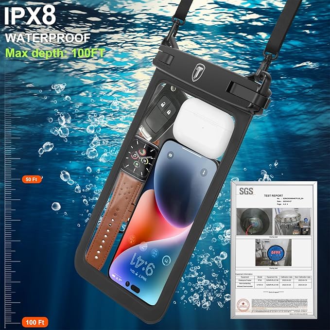 Njjex [Up to 10"] Large Waterproof Phone Pouch Bag - 2 Pack Waterproof Phone Case Dry Bag For Samsung Galaxy S25 Ultra S24 S23 S22 S21 S20 A14 A15 A35 A16 Motorola Moto G 5G 2025 G Stylus 2024 G Power