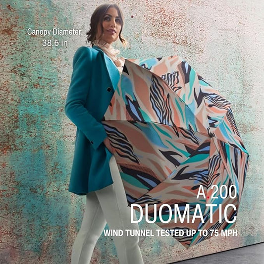 Knirps A.200 Medium Duomatic Windproof Umbrella for Adults – Automatic Open Close 38.5" Canopy, Travel Case Included