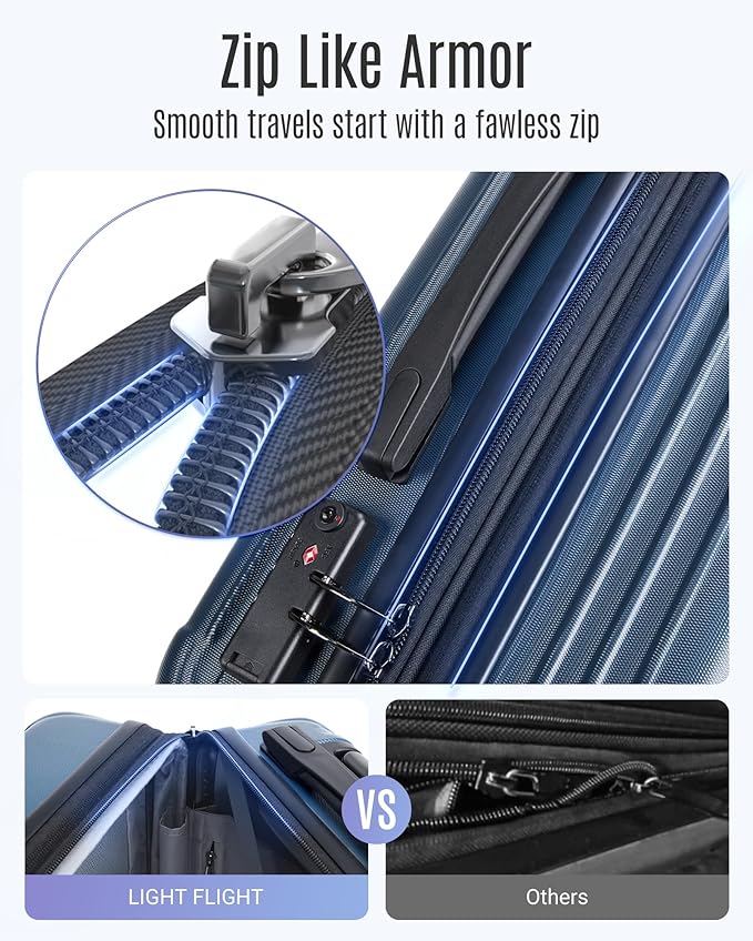 LIGHT FLIGHT Luggage Sets, Durable Hard Shell 3 Piece Set Suitcase with Spinner Wheels, Hardside Lightweight Luggage set with TSA Lock, Large Travel Luggage Set (20" 24" 28"), Rouge Dust