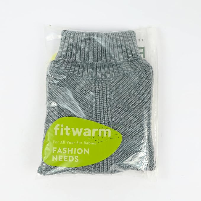 Fitwarm Dog Turtleneck Sweater, Thermal Knitted Pet Coat, Dog Winter Clothes for Small Dogs, Cat Apparel, Heather Grey, XSmall