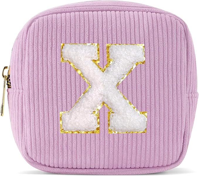 Pocmimut Preppy Makeup Bag,Travel Toiletry Bag,Monogrammed Gifts for Women,Personalized Birthday Gift for Sister Friends,Cute Stuff for Girls,X