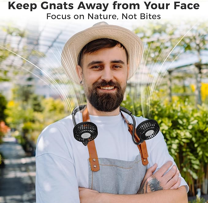 Portable Neck Fan, 2600mAh Battery Operated Ultra Quiet Hands Free USB Fan with Strong Wind, 360° Adjustable High Flexibility Wearable Personal Fan for Home Office Outdoor Travel (Black)